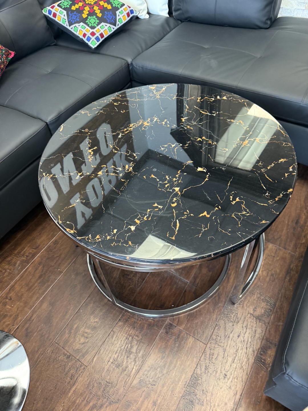 Round Black Marble Coffee Table