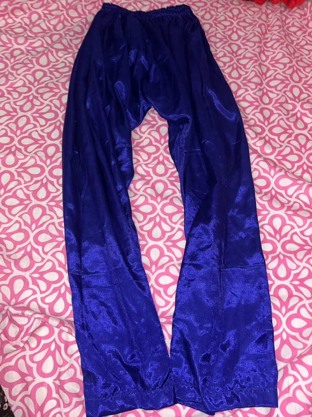 Blue Shiny Satin Pants thumbnail