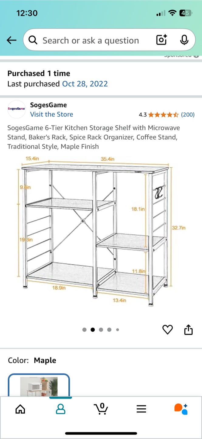 SogesGame 6-Tier Kitchen Storage Shelf - Maple - photo 2