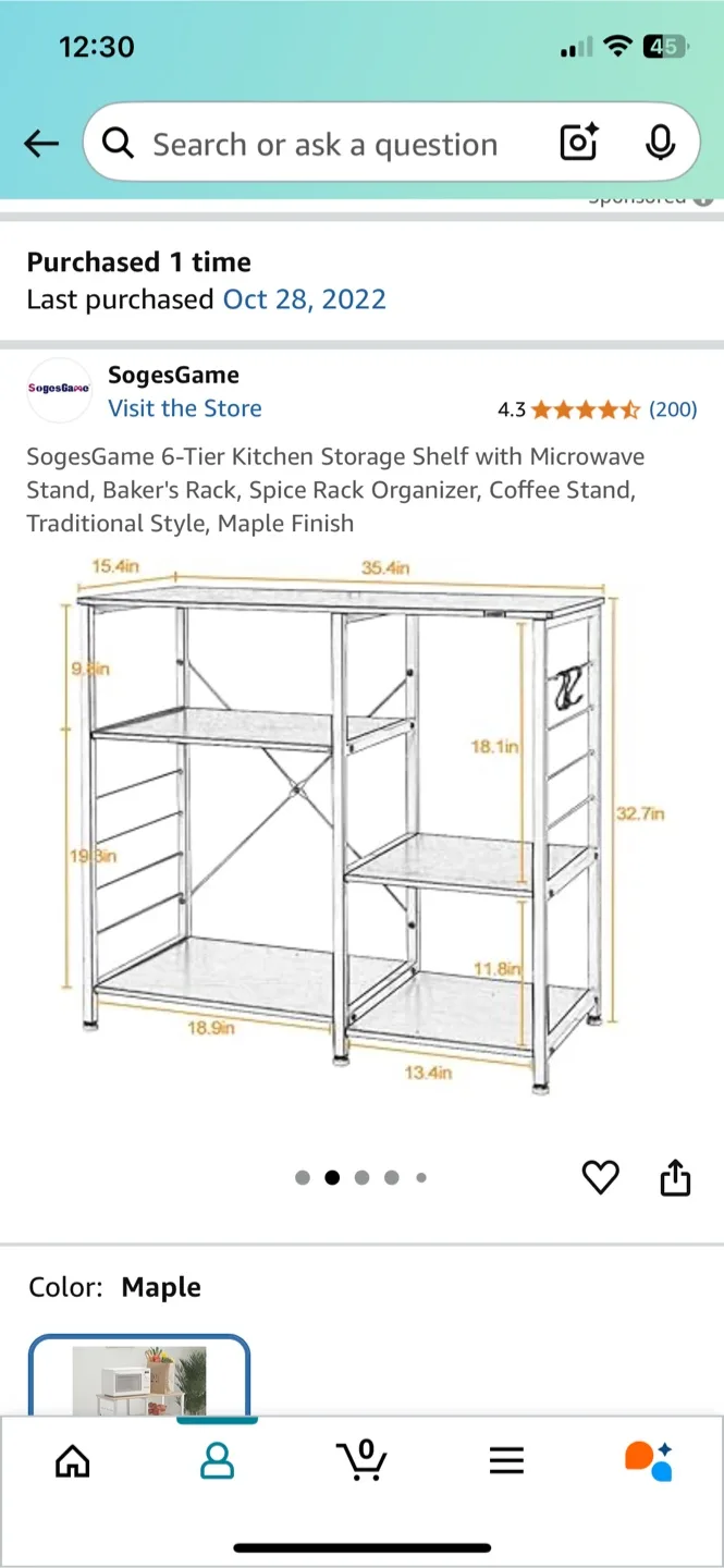 SogesGame 6-Tier Kitchen Storage Shelf - Maple image indicator(2)