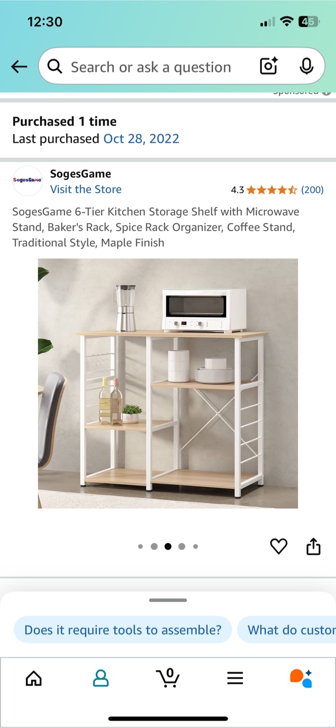 SogesGame 6-Tier Kitchen Storage Shelf - Maple