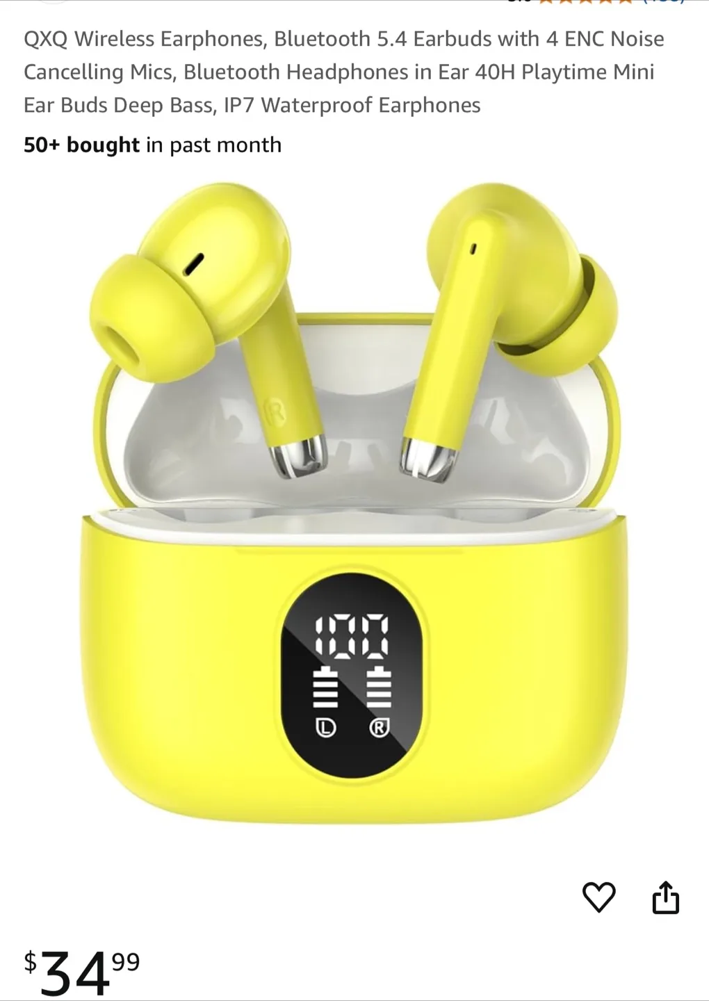 QXQ Wireless Earphones - Yellow thumbnail