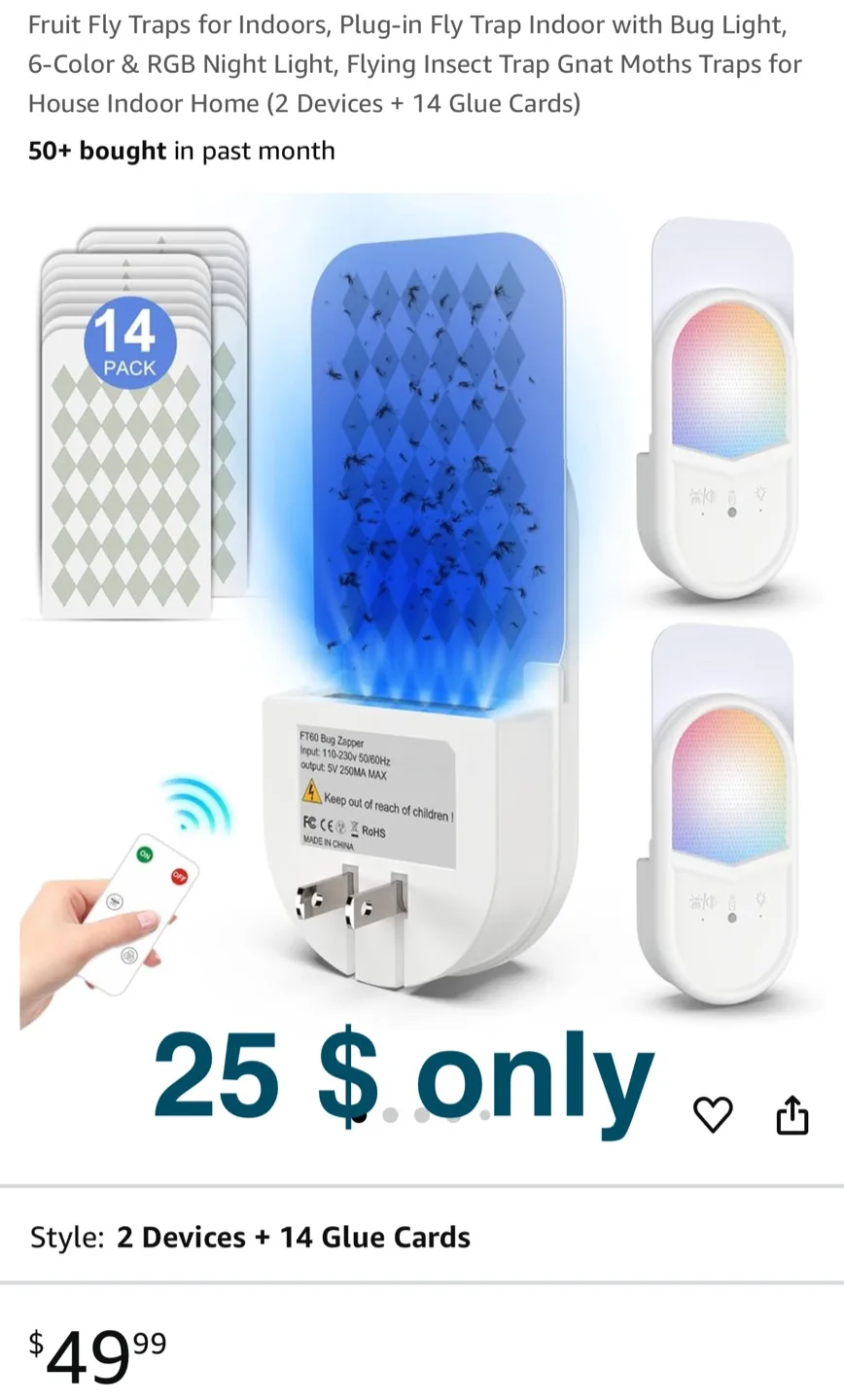 Plug-in Fly Trap Indoor with Bug Light thumbnail