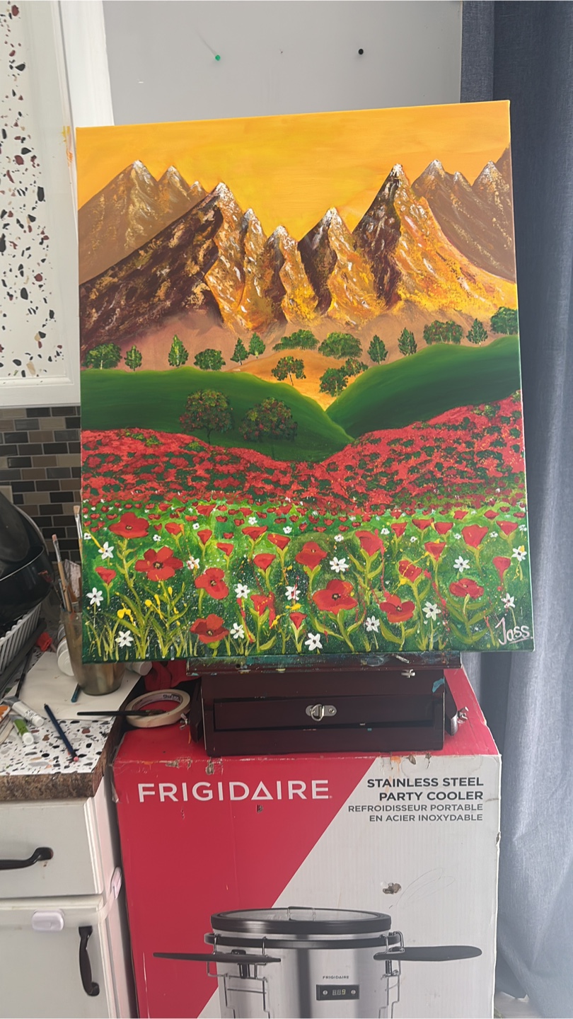 Poppy field -Acrylic painting - photo 2