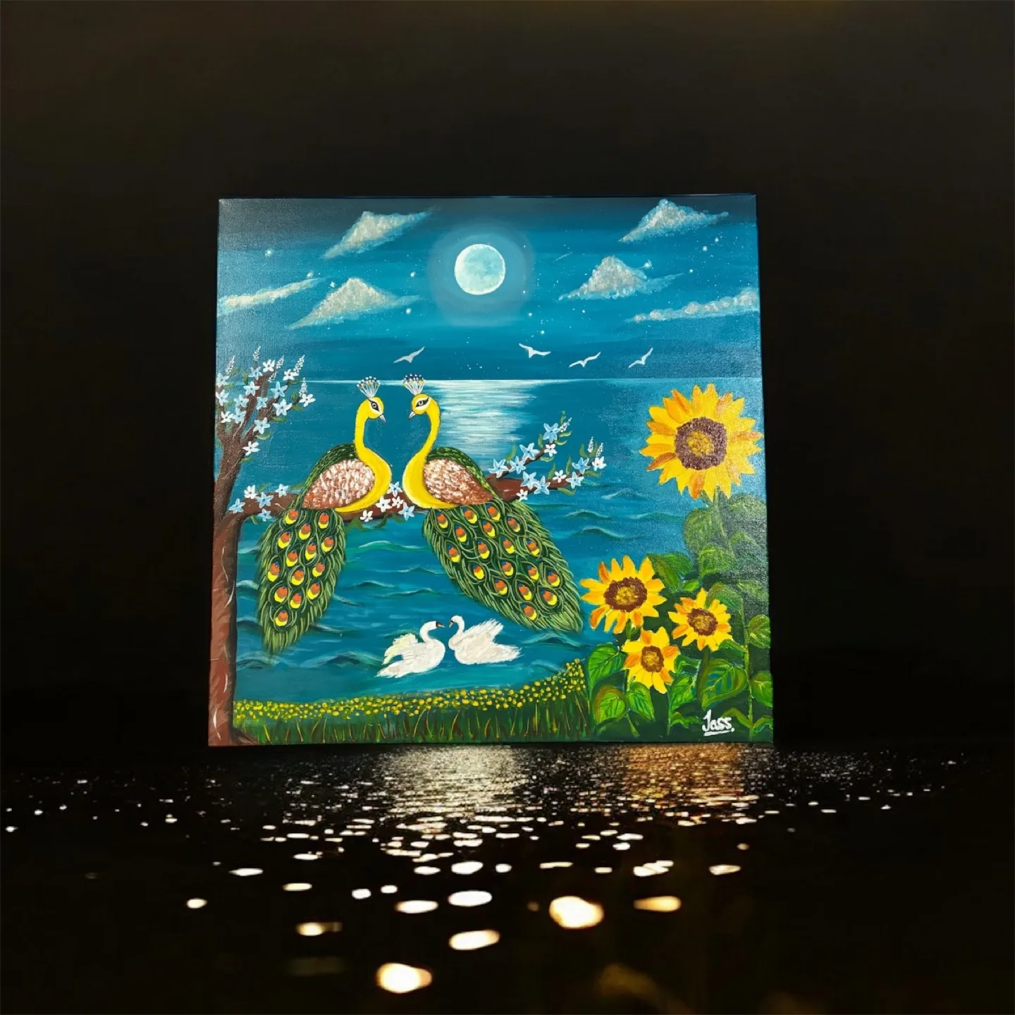 Peacock in moonlight thumbnail