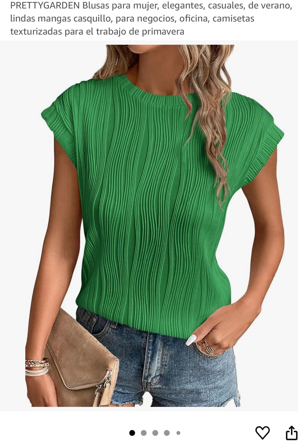 PRETTYGARDEN Green Textured Summer Blouse