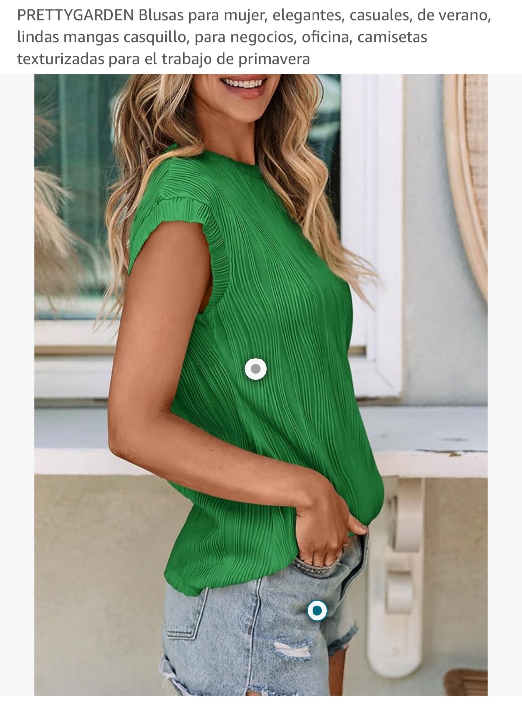 PRETTYGARDEN Green Textured Summer Blouse - photo 4
