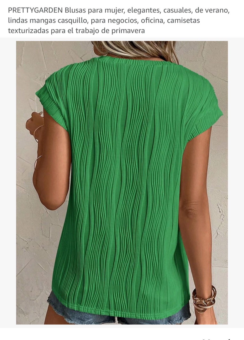 PRETTYGARDEN Green Textured Summer Blouse - photo 2