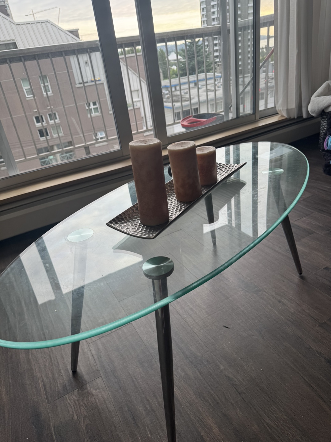 Glass Oval Coffee Table - 116cm x 54cm