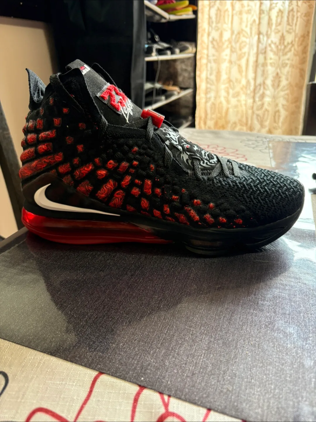 Nike LeBron 17 Black/Red Basketball Shoes thumbnail