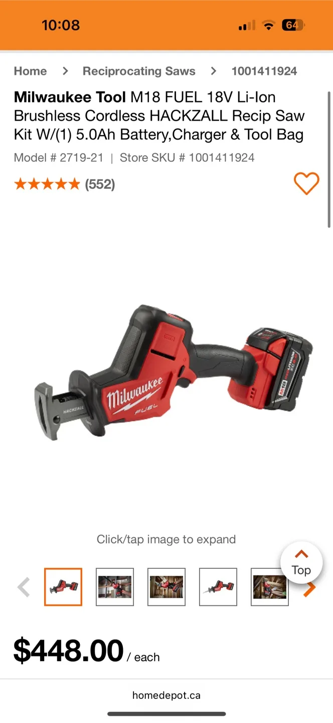 Milwaukee M18 FUEL HACKZALL Recip Saw Kit thumbnail