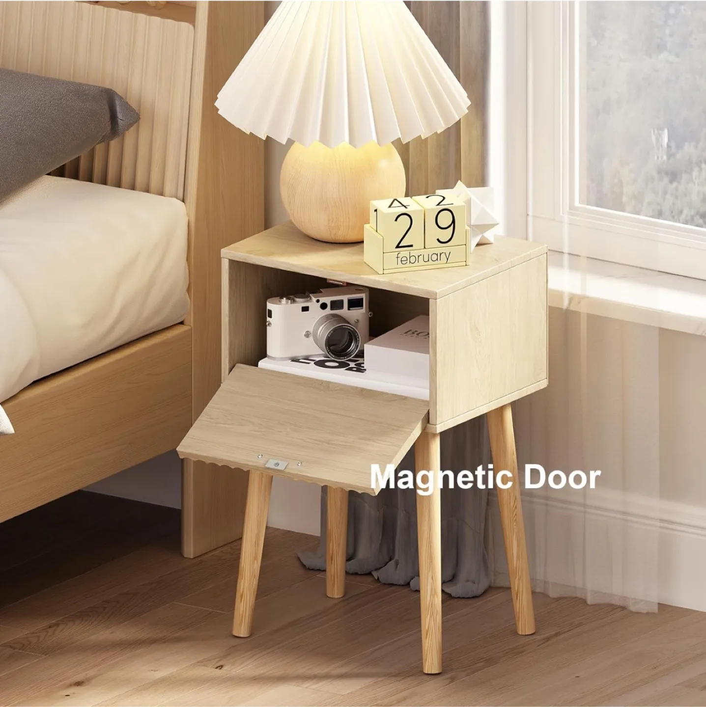 Nightstand with Drawer, Light Wood image indicator(3)