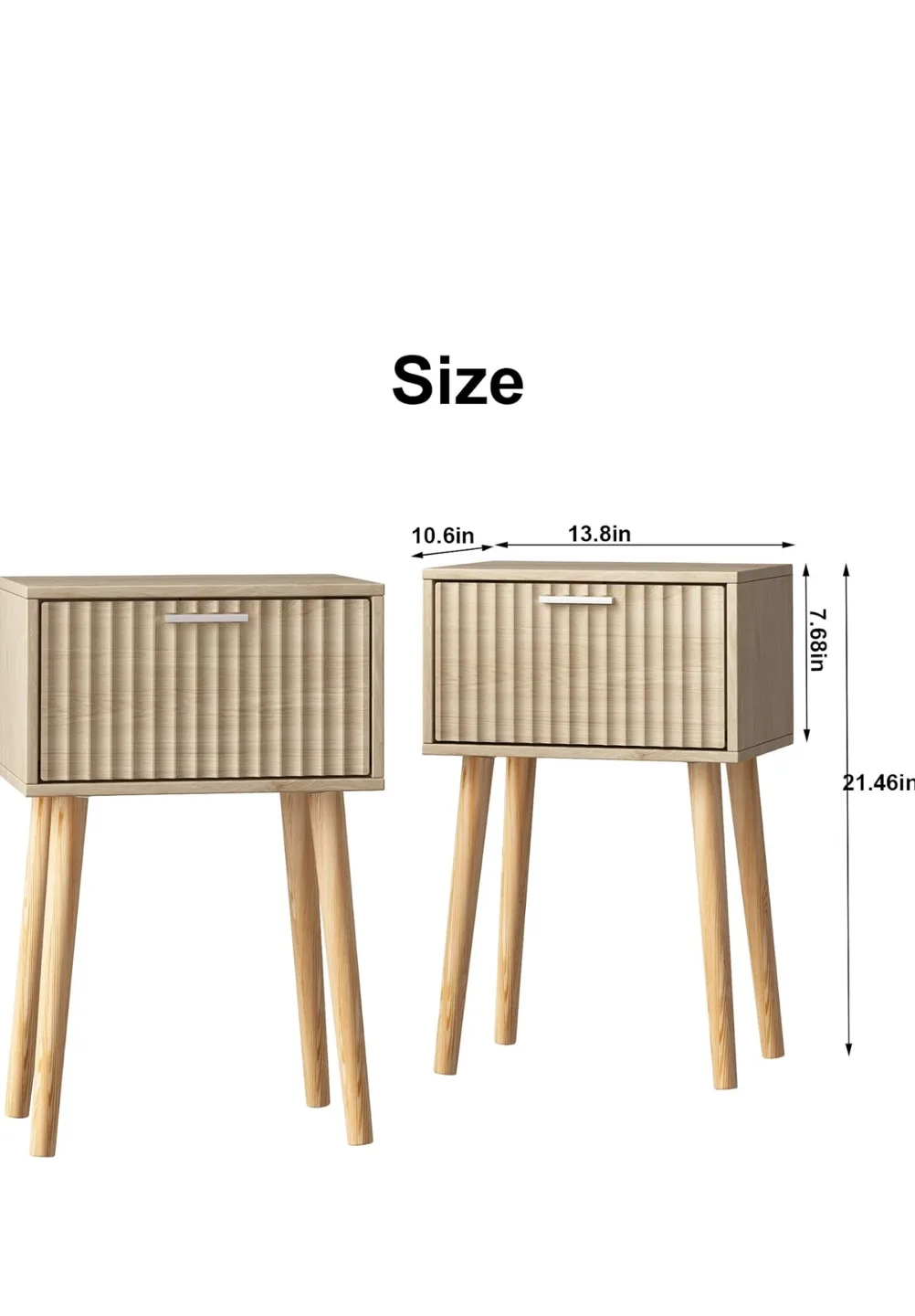 Nightstand with Drawer, Light Wood image indicator(4)