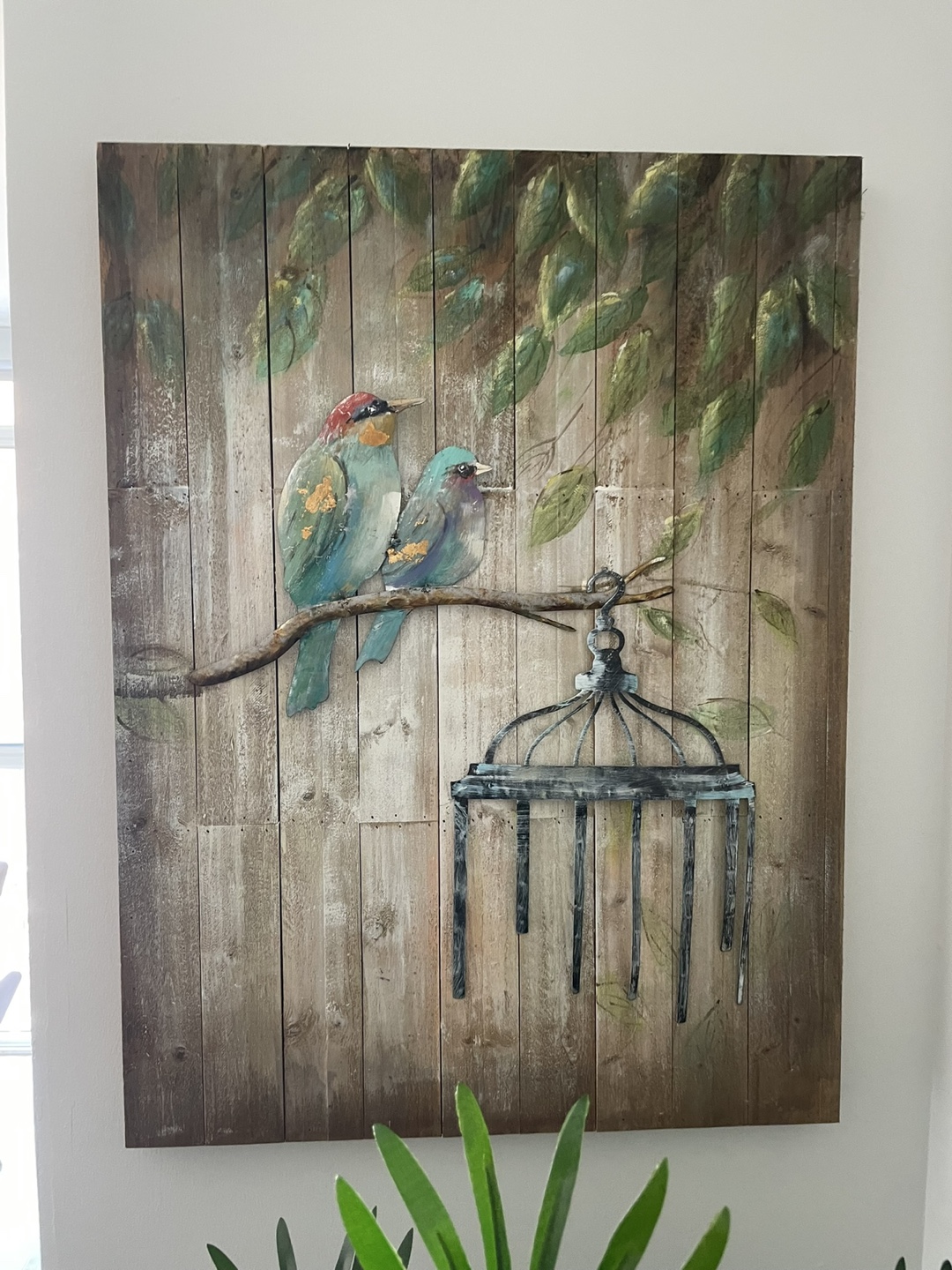 Bird & Cage Wood Wall Art