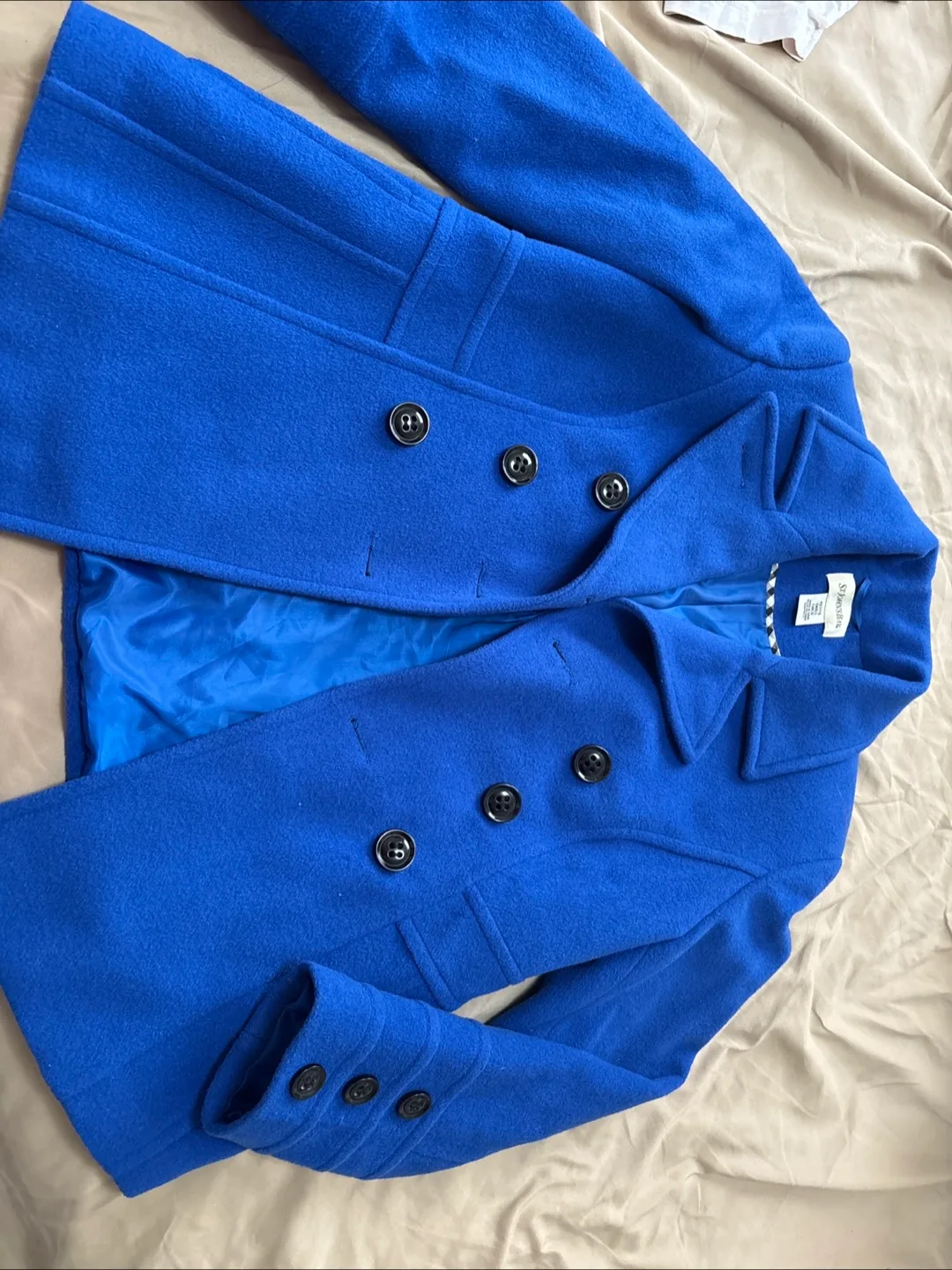 St. John's Bay Petite Blue Pea Coat - Small thumbnail
