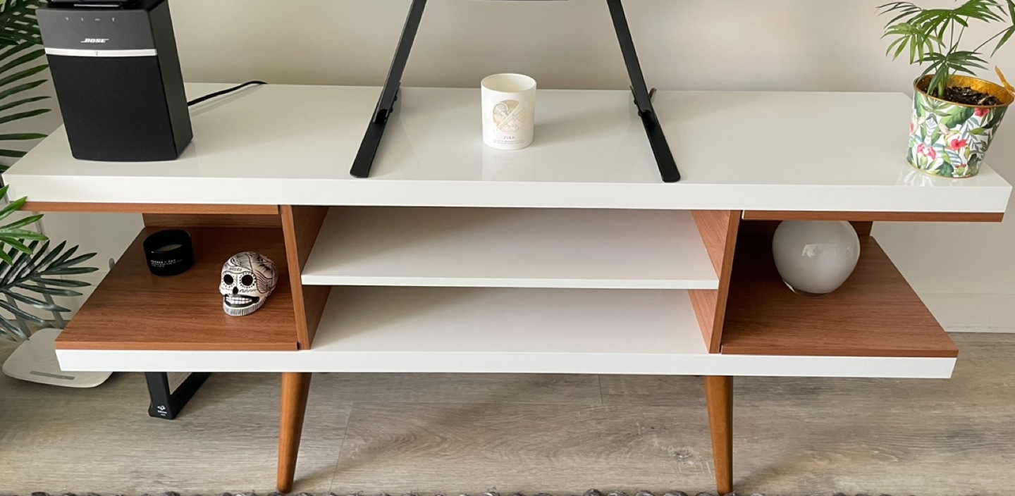 White & Wood Modern TV Stand
