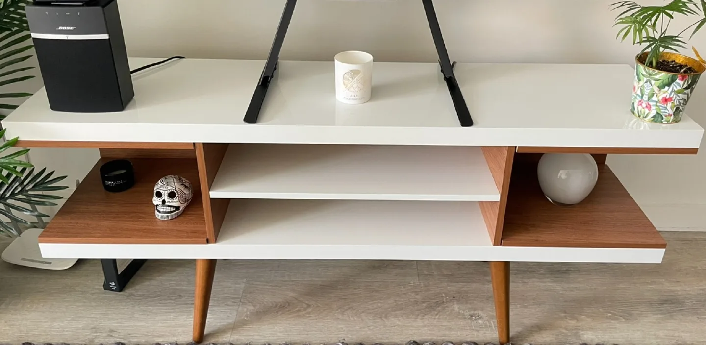 White & Wood Modern TV Stand thumbnail