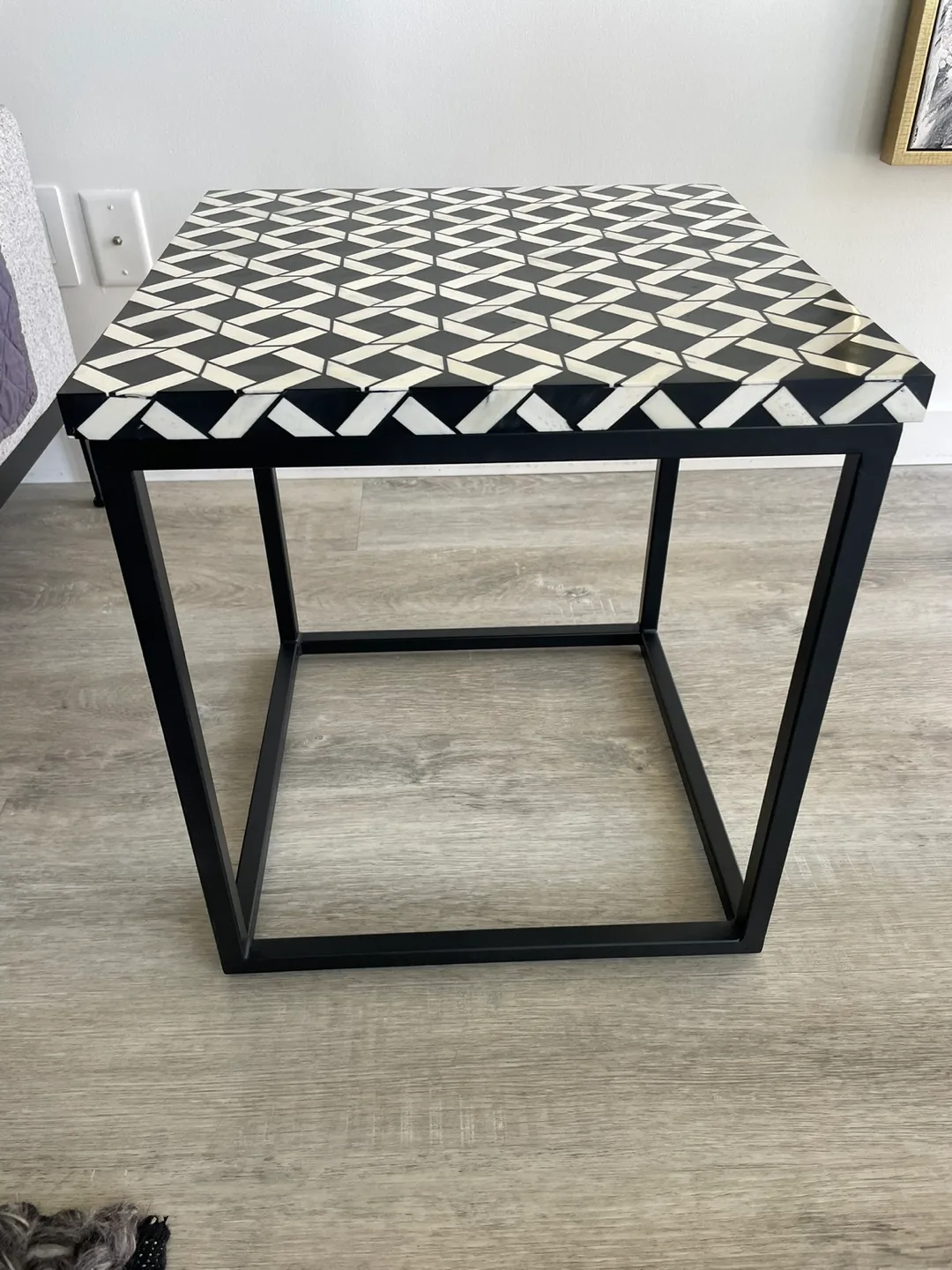 Black & White Patterned Side Table thumbnail