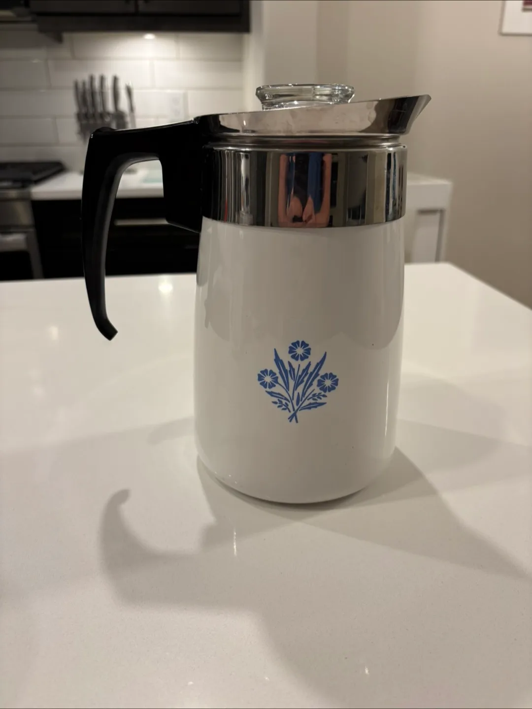 Corning Ware 6-cup Blue Cornflower Stove Top Percolator For Sale thumbnail