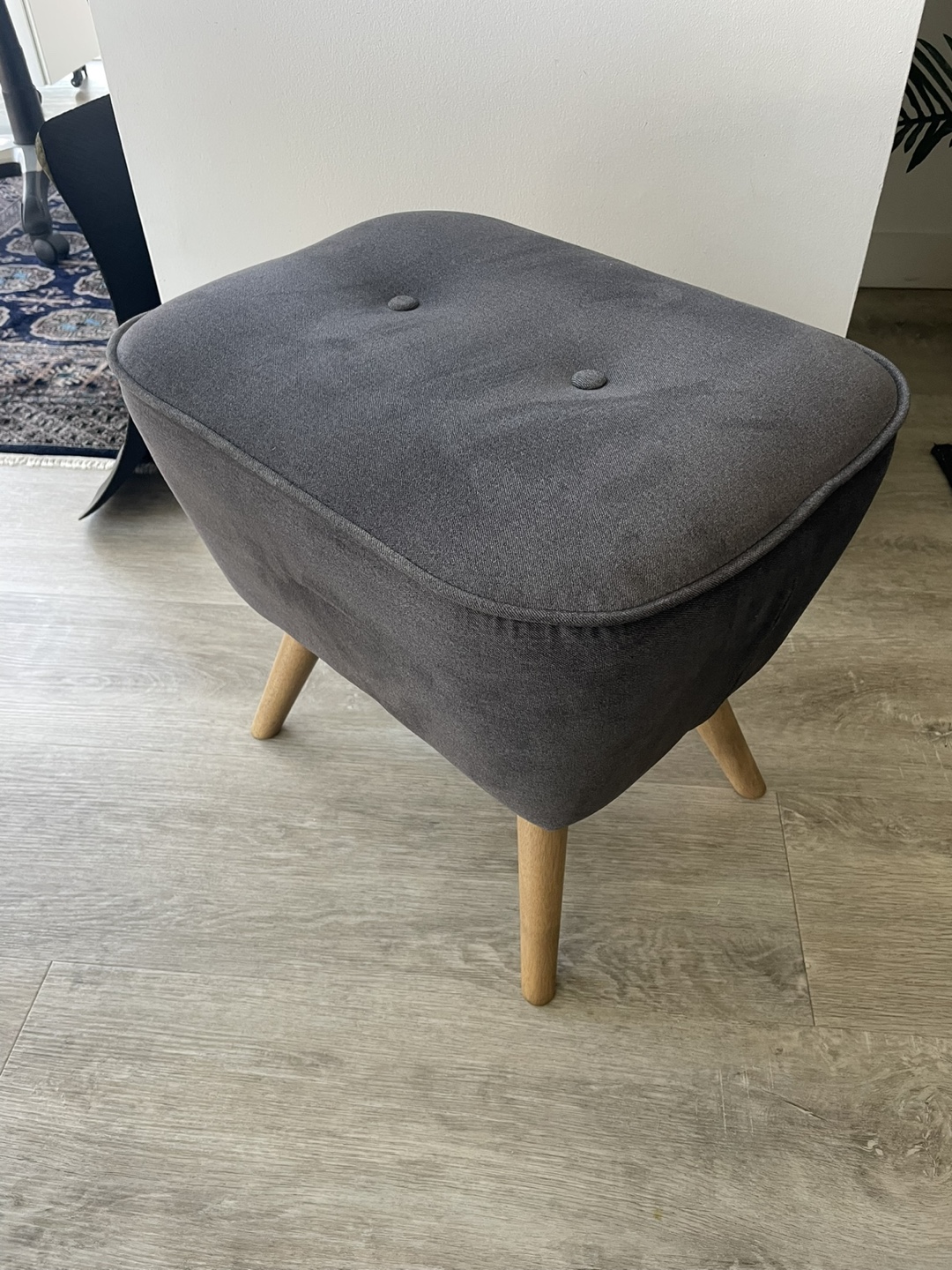 Grey Upholstered Ottoman Footstool