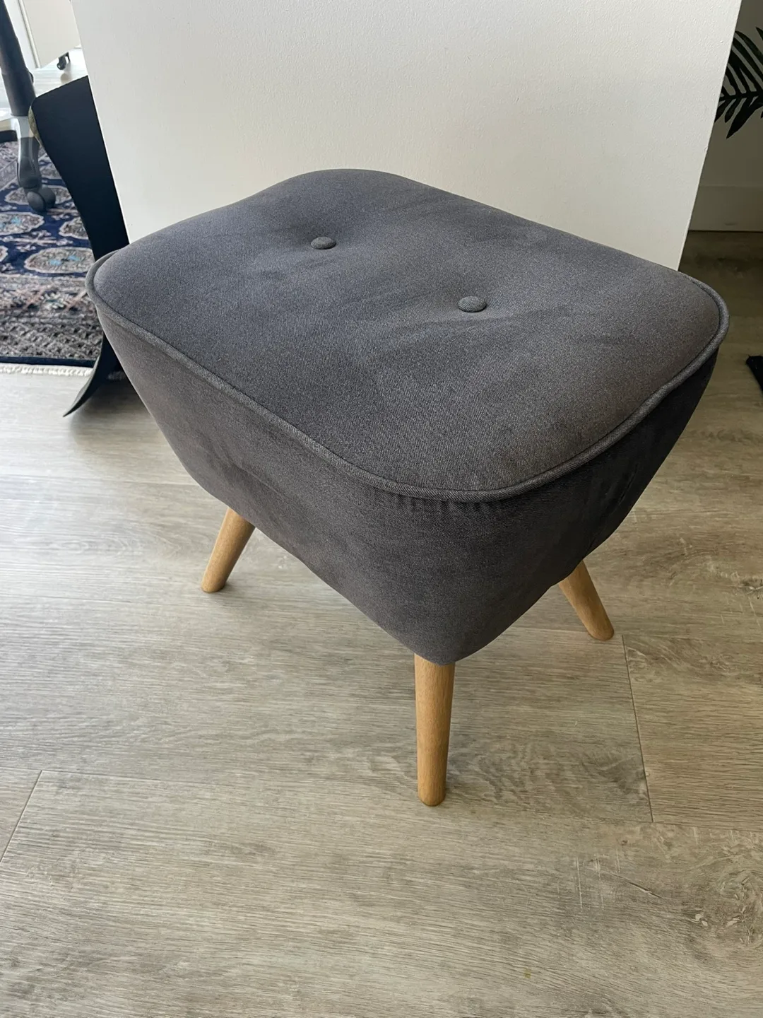 Grey Upholstered Ottoman Footstool thumbnail