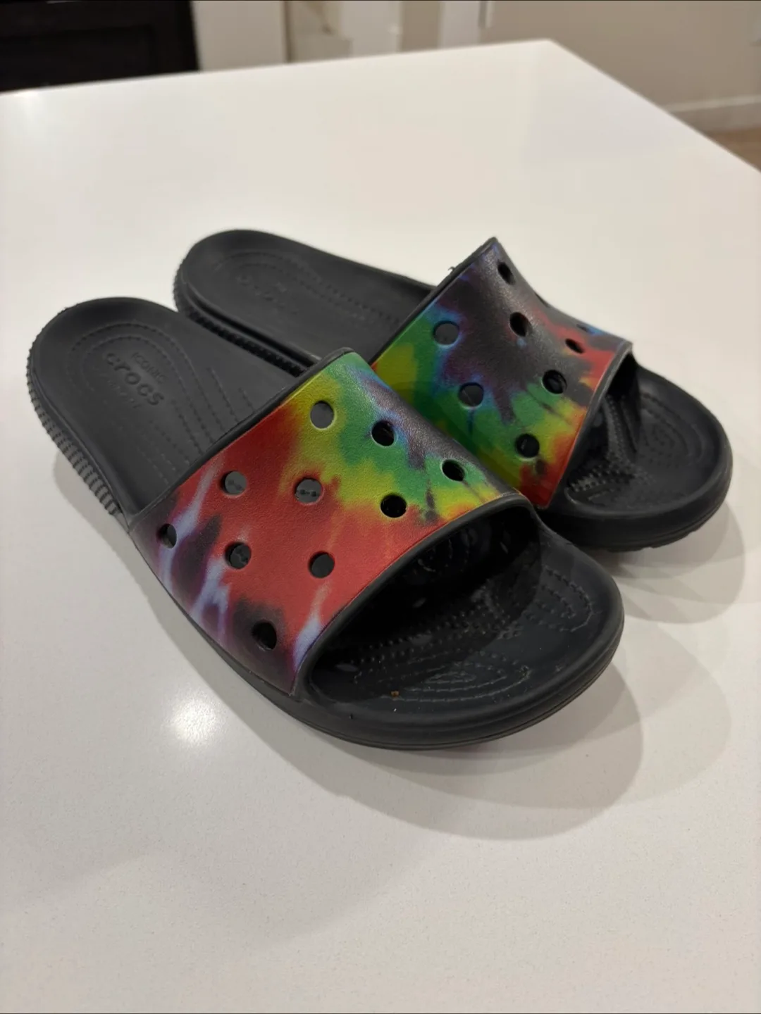 Tie Dye Slide-on Crocs For Sale thumbnail