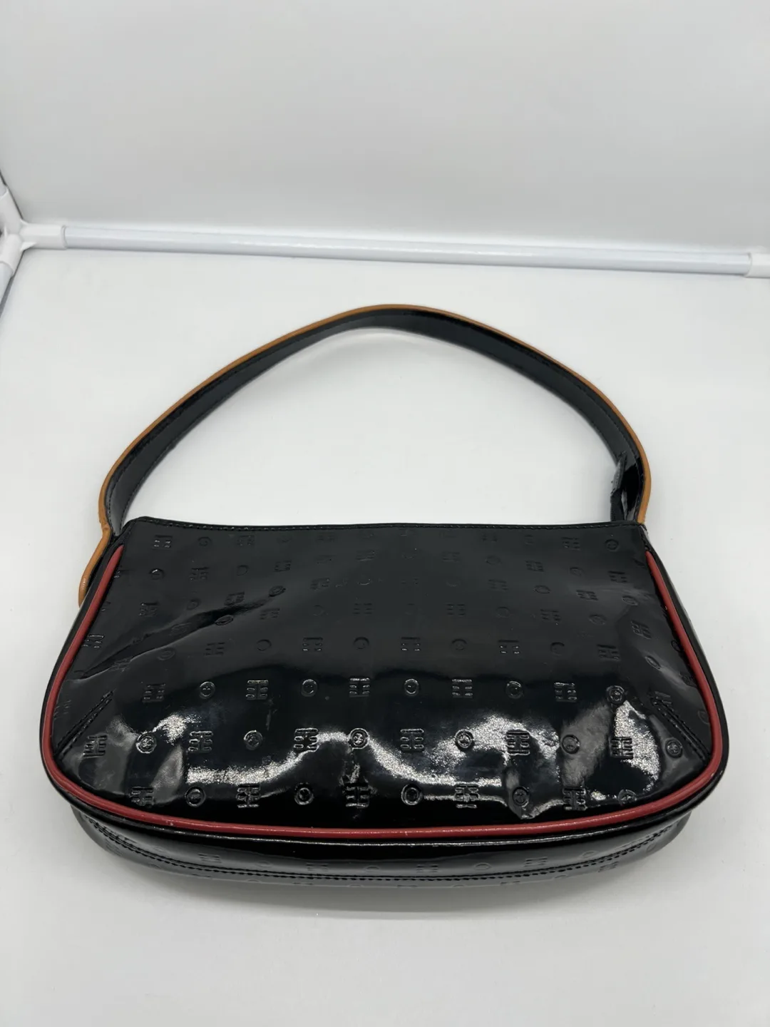 Arcadia Glossy Patent Leather Baguette Bag thumbnail