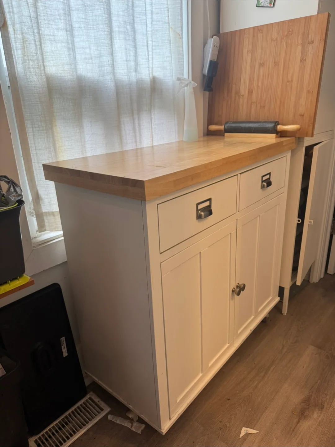 White Kitchen Island with Storage thumbnail