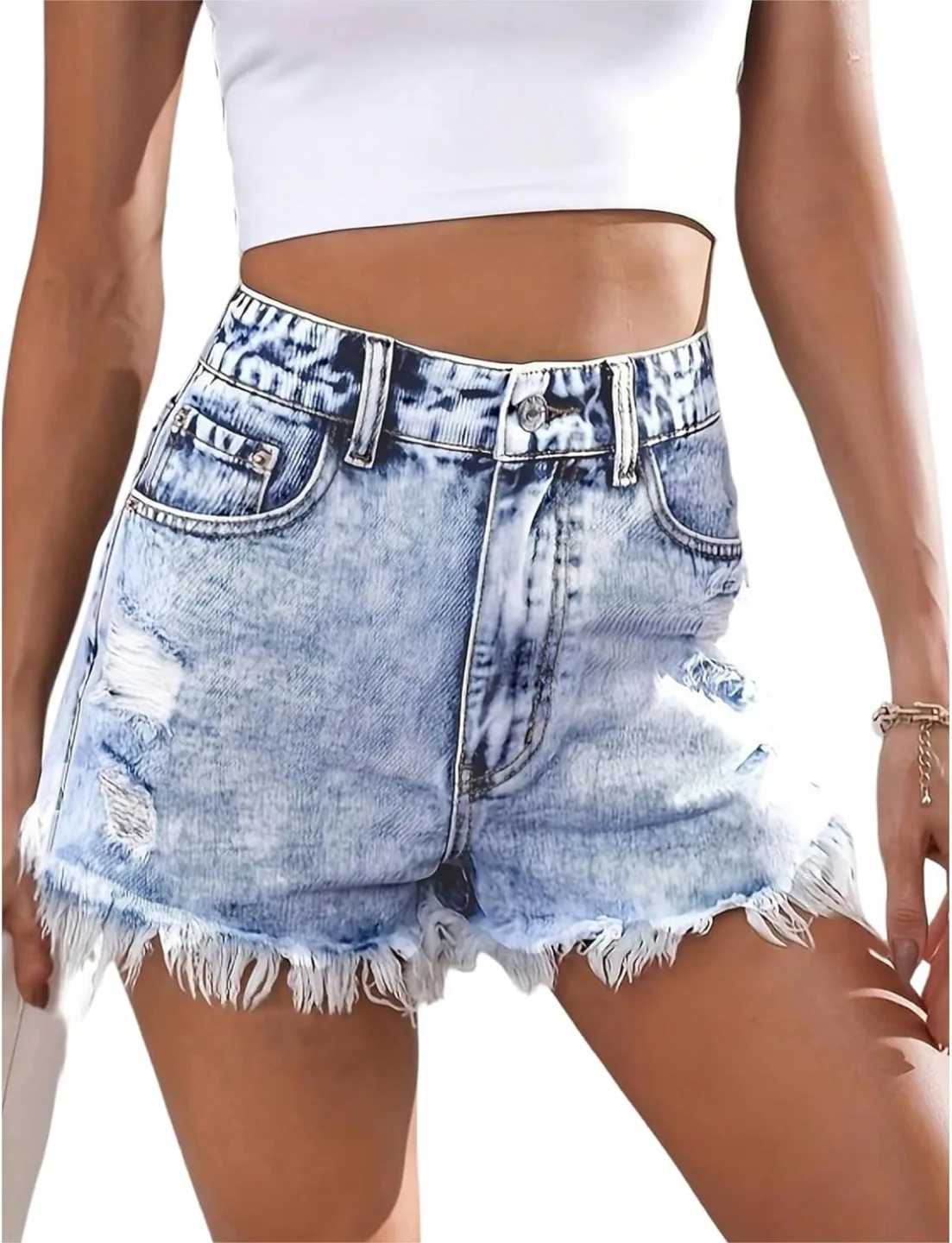 NEW! Ripped Distressed Skinny Denim Shorts thumbnail