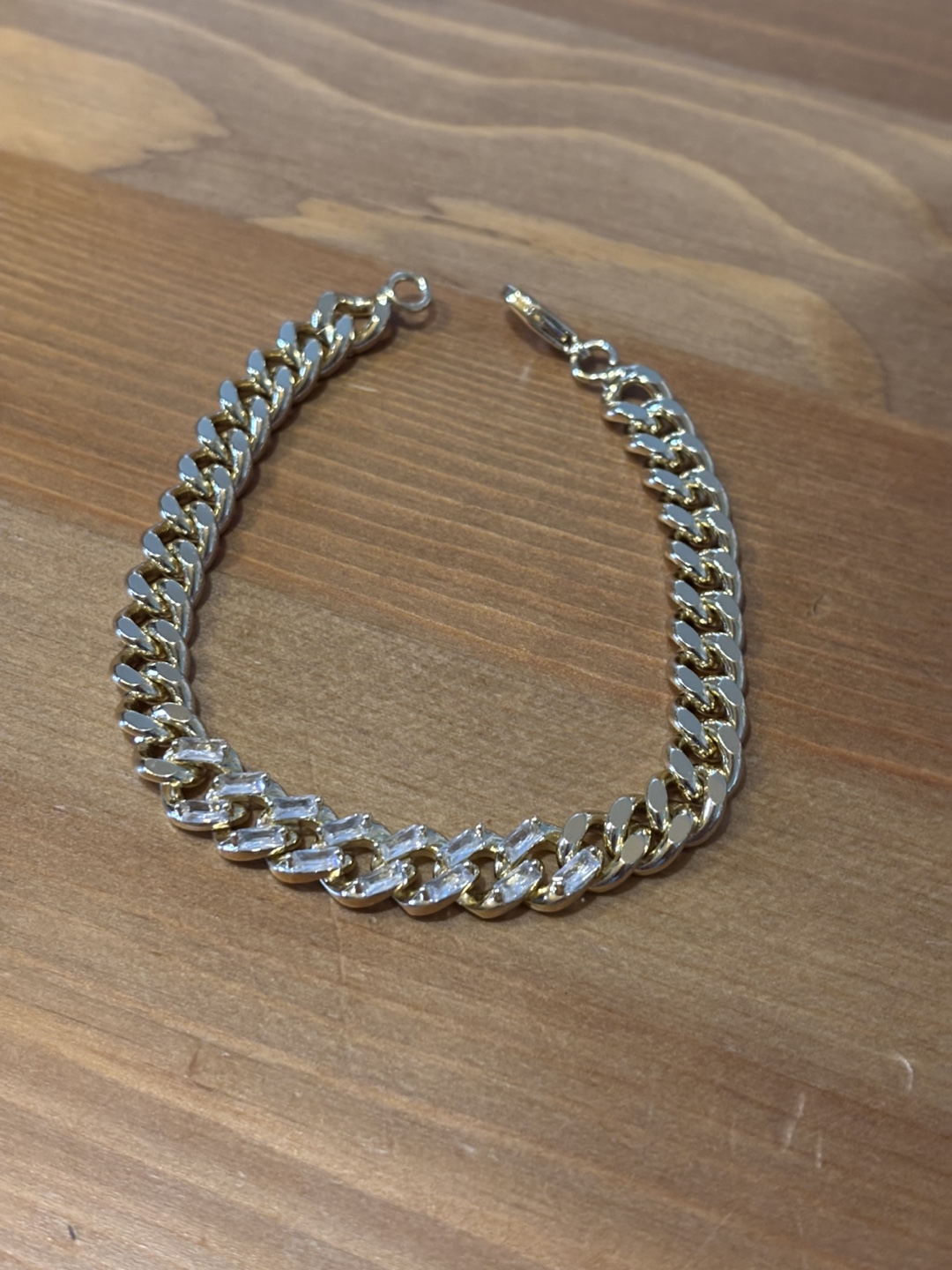 Gold & Crystal Chain Bracelet (Zirconia) NOT REAL GOLD