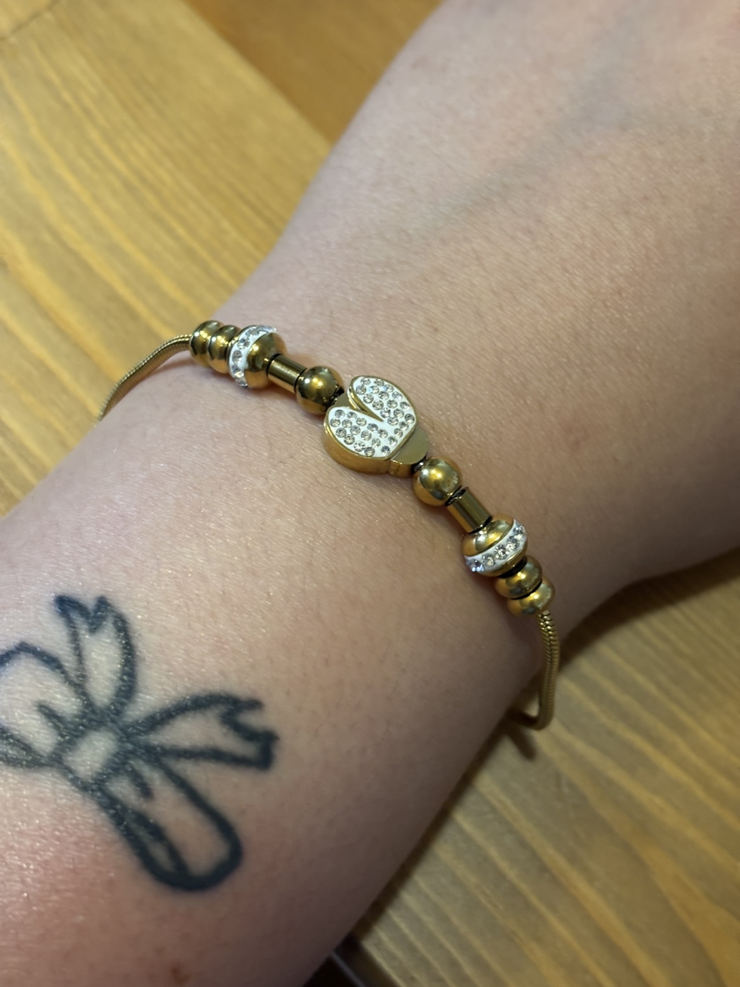Gold Tone Bracelet with Heart Detail (Zirconia) NOT REAL GOLD - photo 2