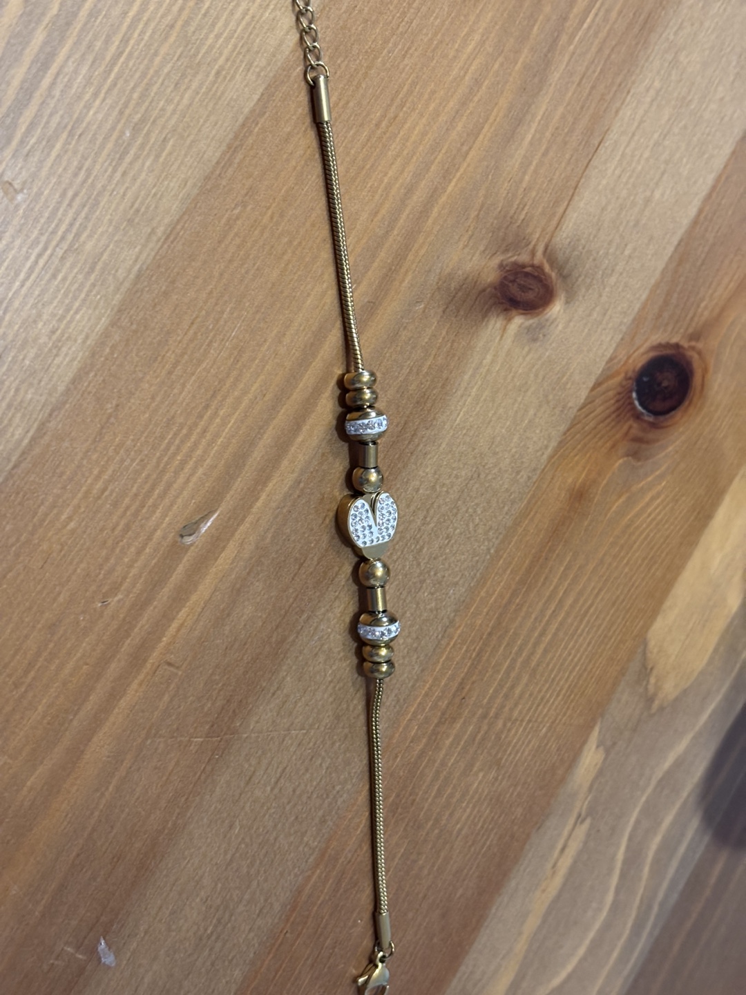 Gold Tone Bracelet with Heart Detail (Zirconia) NOT REAL GOLD - photo 4