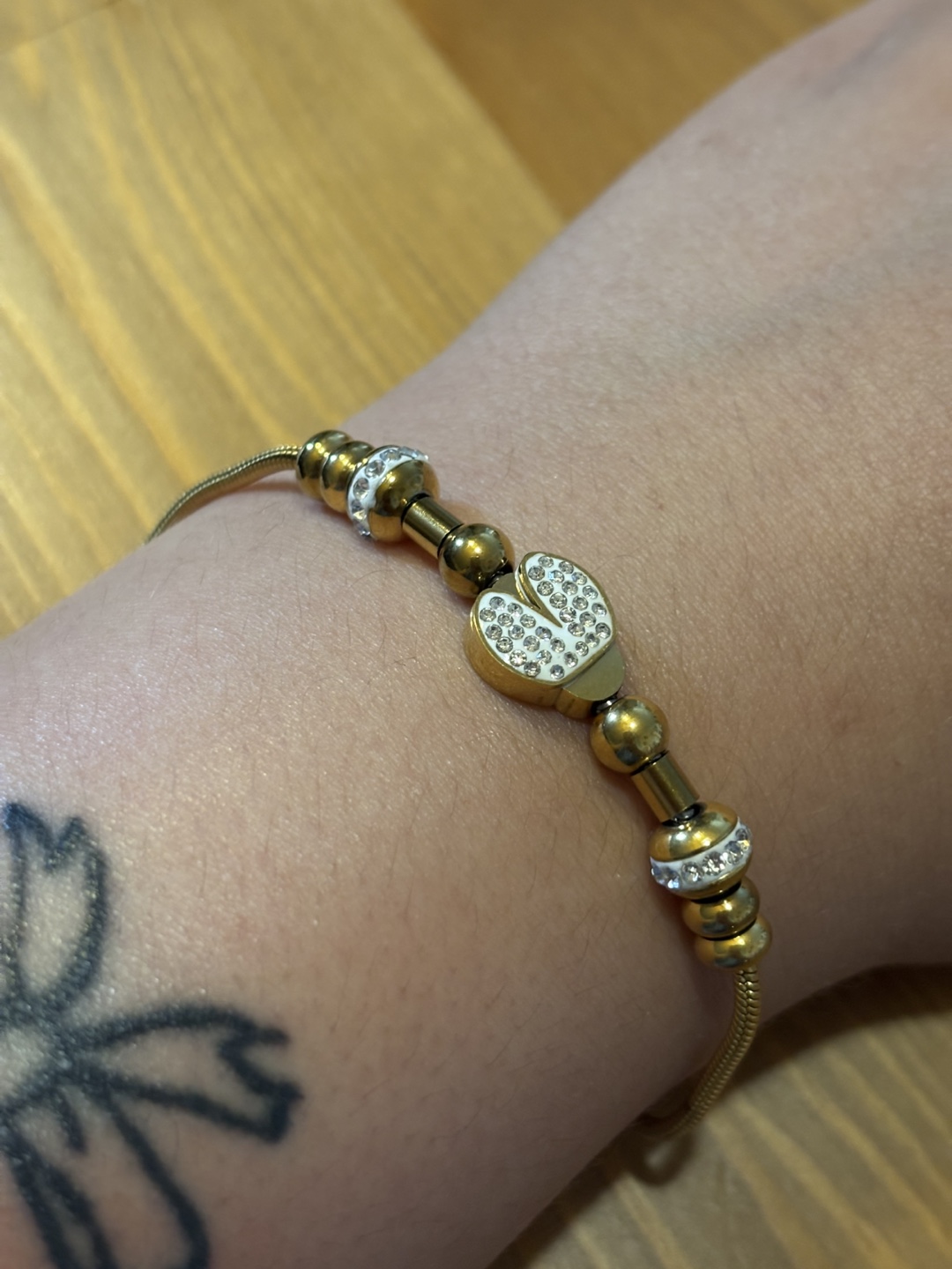 Gold Tone Bracelet with Heart Detail (Zirconia) NOT REAL GOLD - photo 3