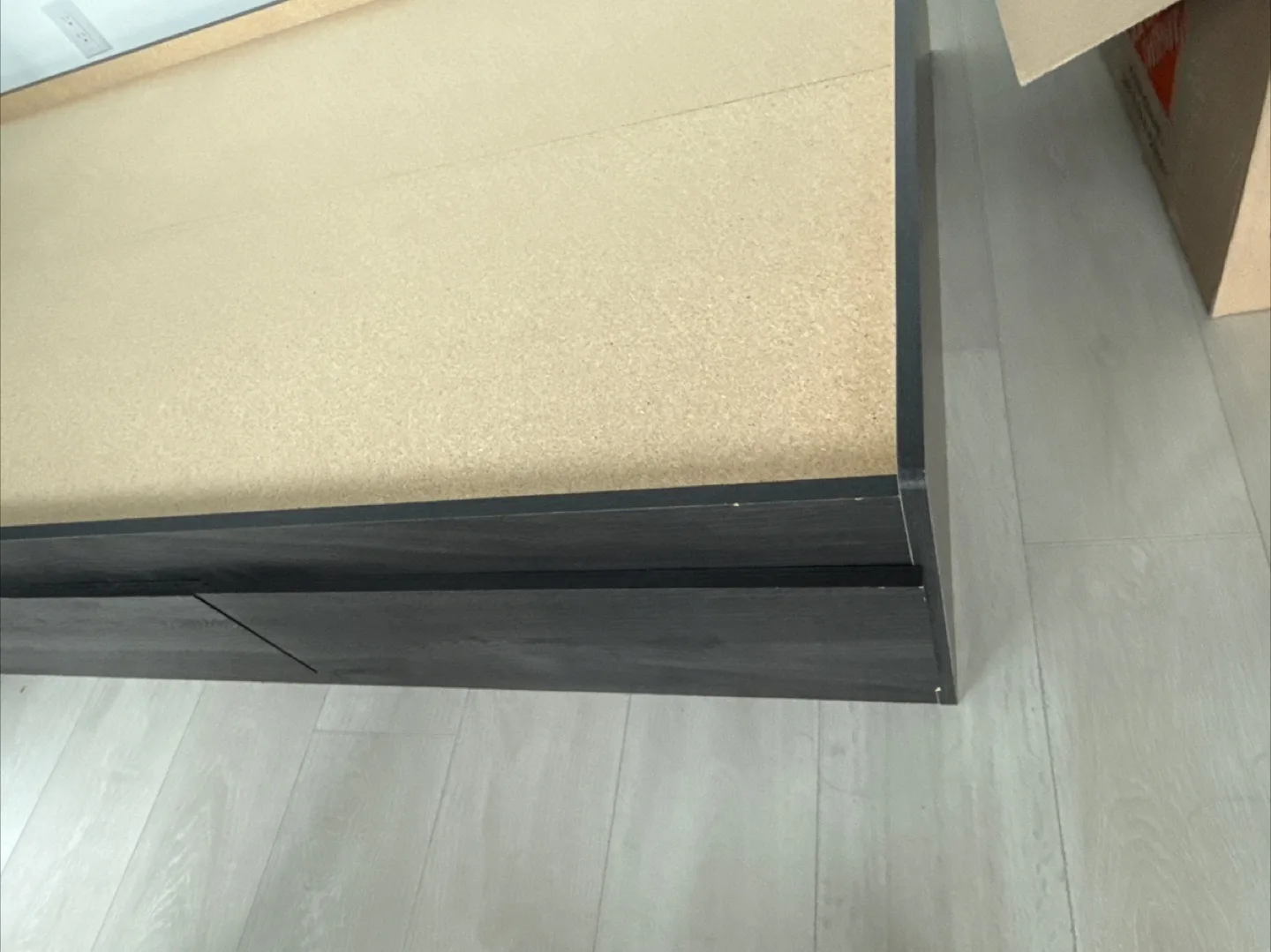 Dark brown Wood Bed Frame with Storage Headboard image indicator(2)