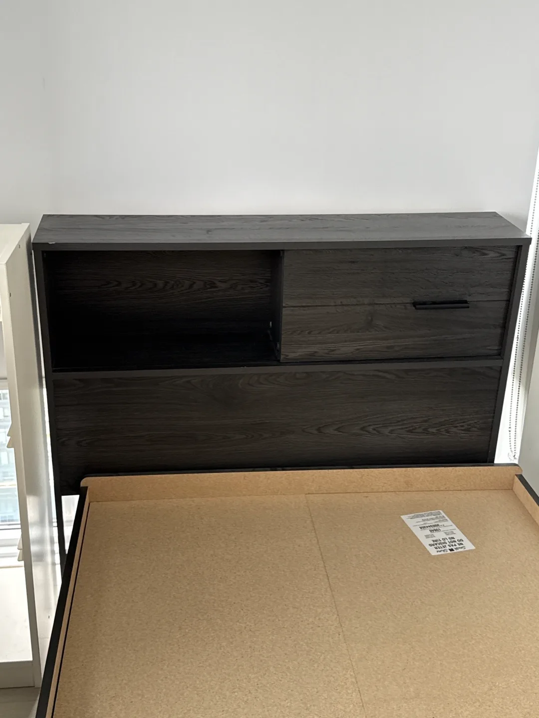 Dark brown Wood Bed Frame with Storage Headboard image indicator(3)