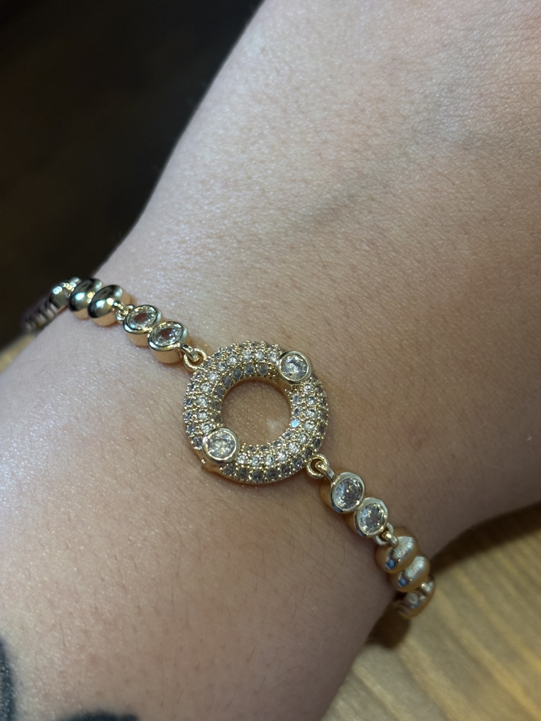 Bracelet with Rhinestone Circle (Zirconia) NOT REAL GOLD - photo 3