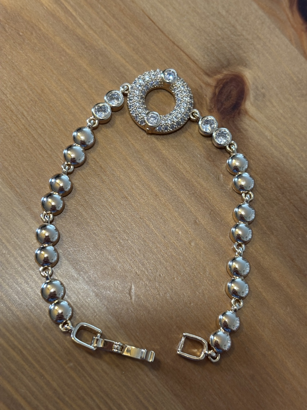 Bracelet with Rhinestone Circle (Zirconia) NOT REAL GOLD - photo 2