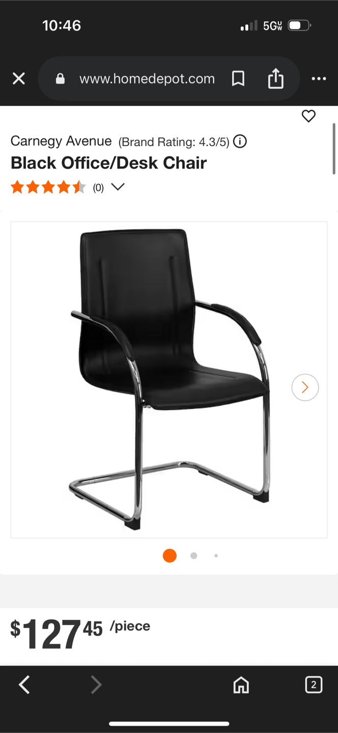 6 Carnegy  Black leather office chairs