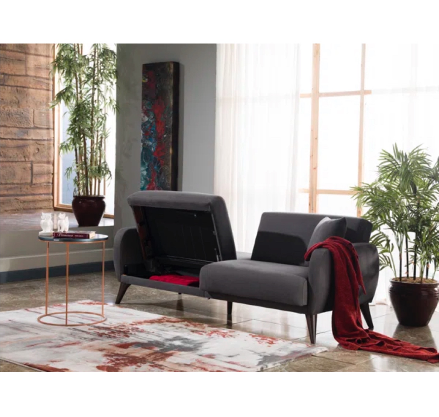 Grey Sofa Bed with Storage - photo 4