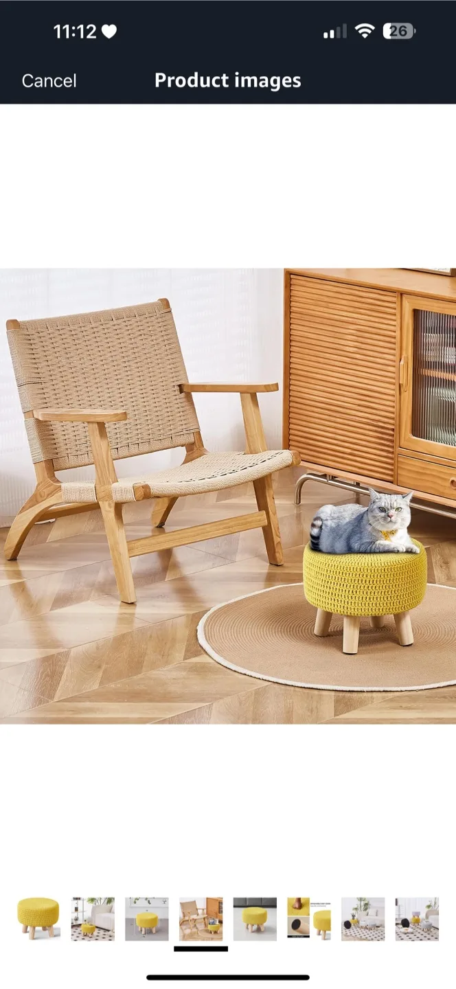 Yellow Crochet Ottoman Foot Rest - 13" image indicator(5)