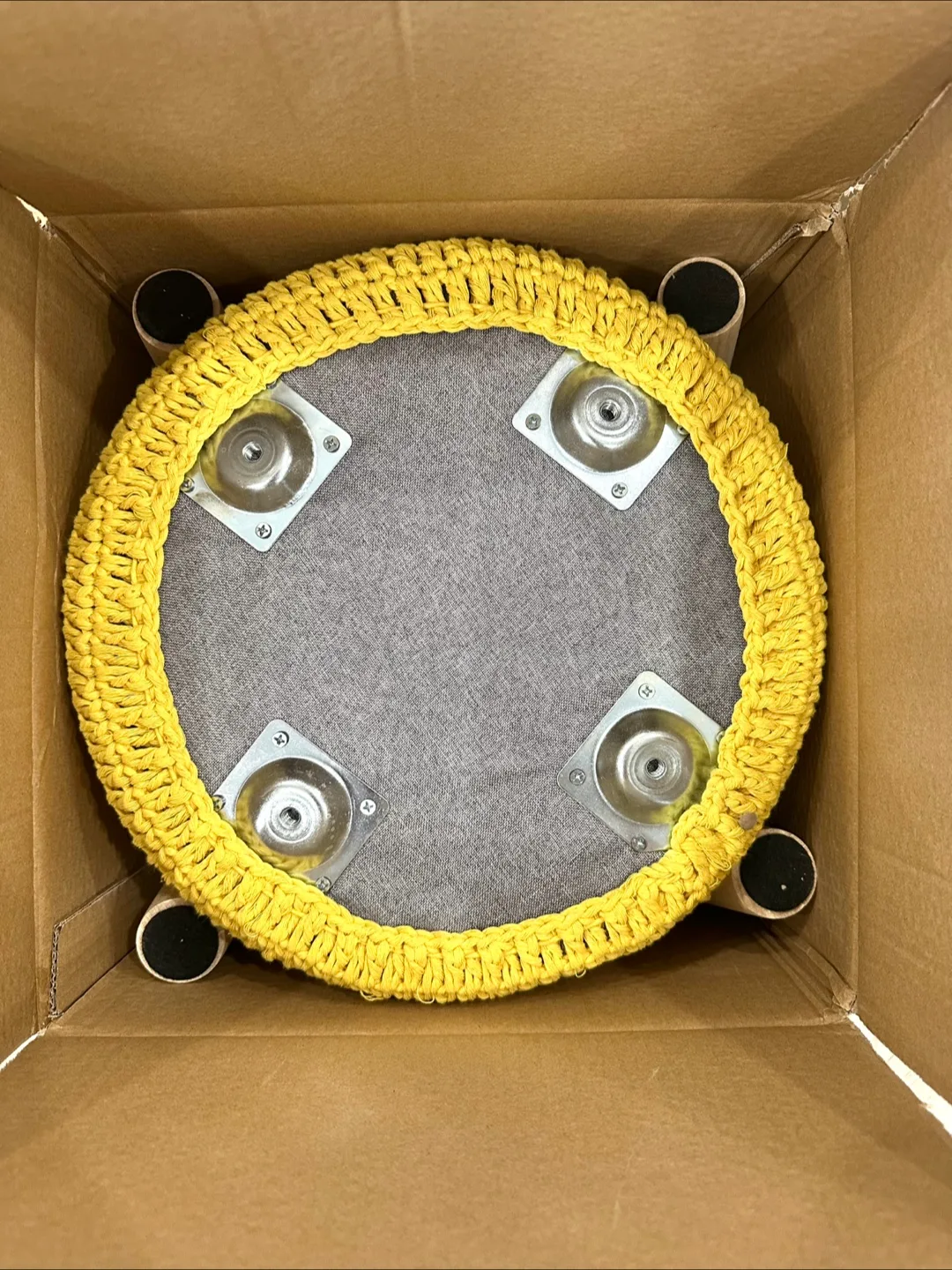 Yellow Crochet Ottoman Foot Rest - 13" image indicator(2)