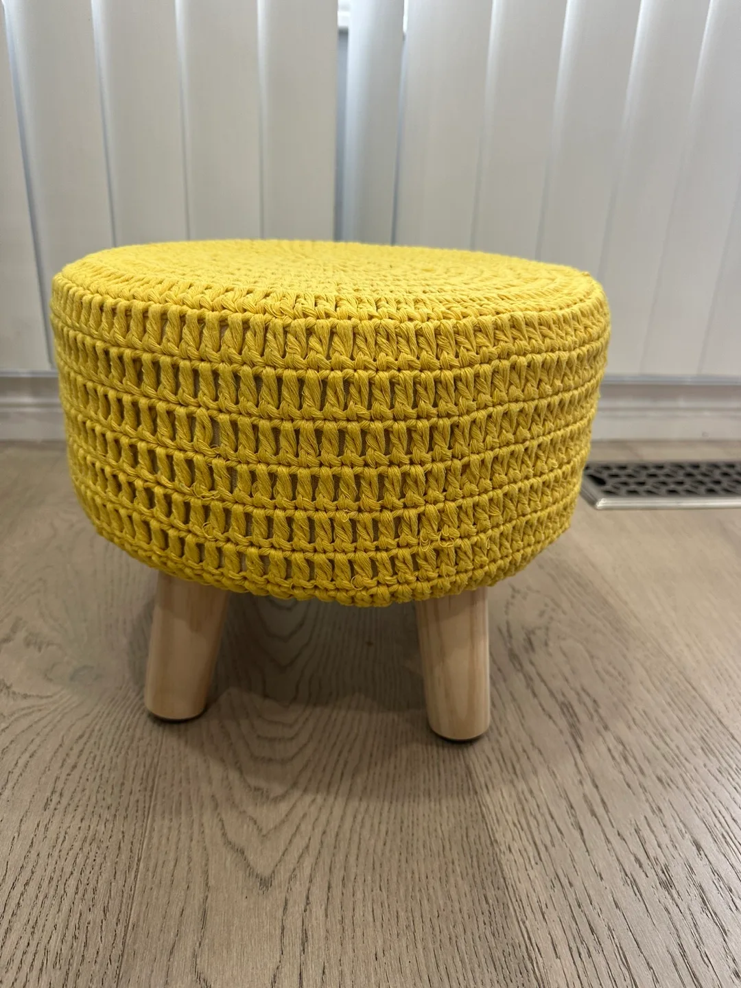 Yellow Crochet Ottoman Foot Rest - 13" image indicator(7)