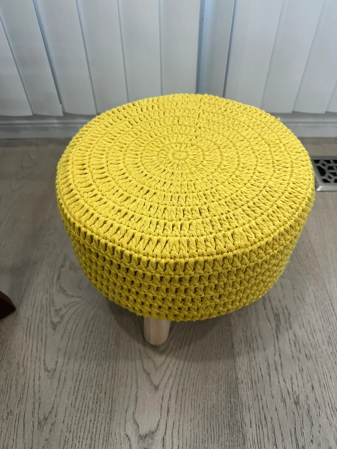 Yellow Crochet Ottoman Foot Rest - 13" image indicator(8)
