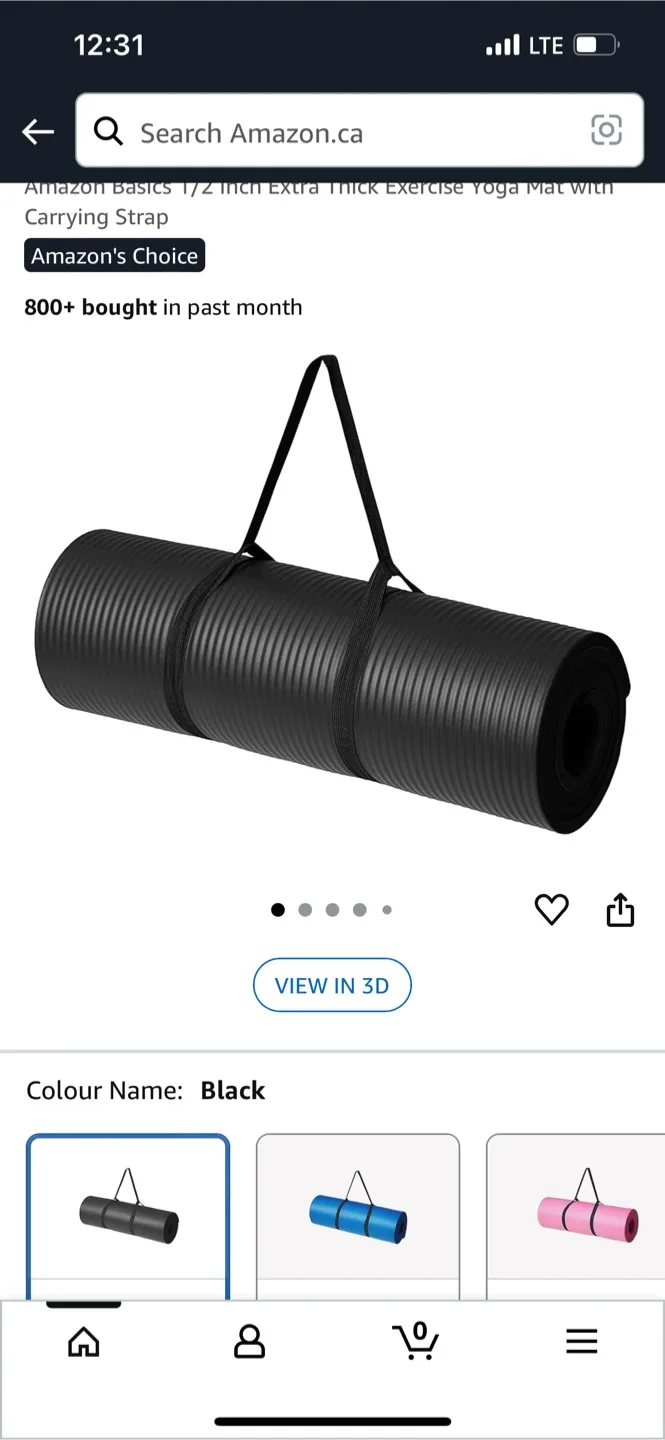 Amazon Basics Yoga Mat - Black thumbnail