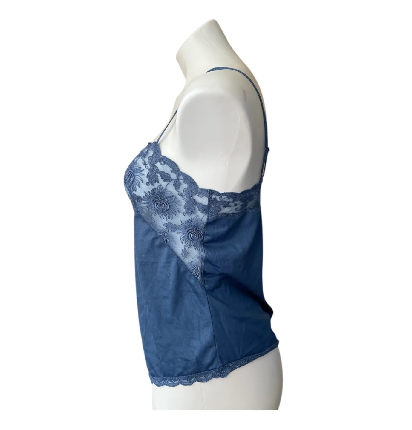 Vintage 90s Blue Lace Cami Top Silk S/M image indicator(5)
