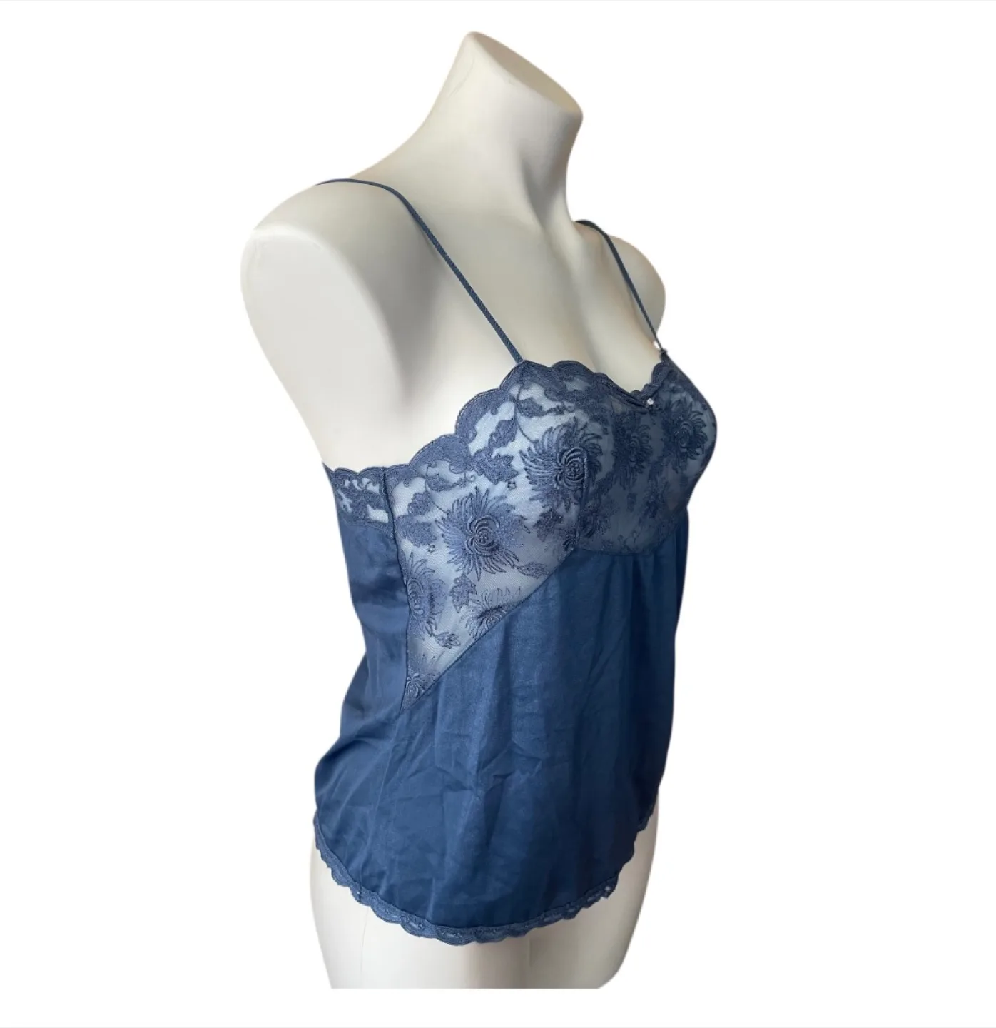 Vintage 90s Blue Lace Cami Top Silk S/M image indicator(3)