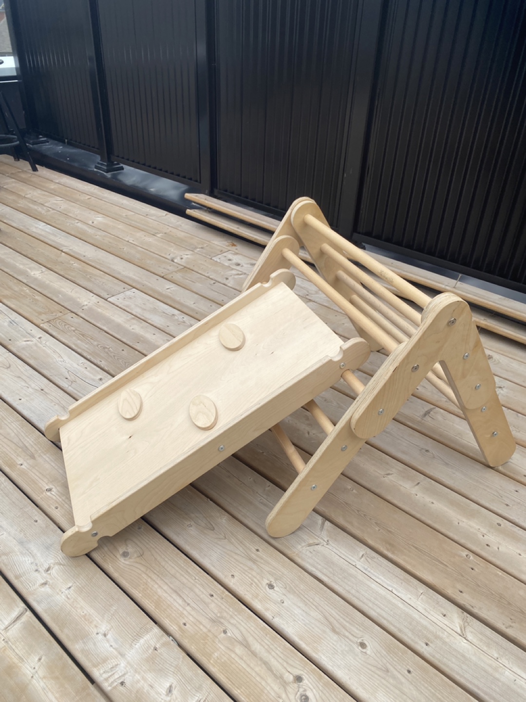 3 in 1 Wooden Pikler Triangle Climber with Slide