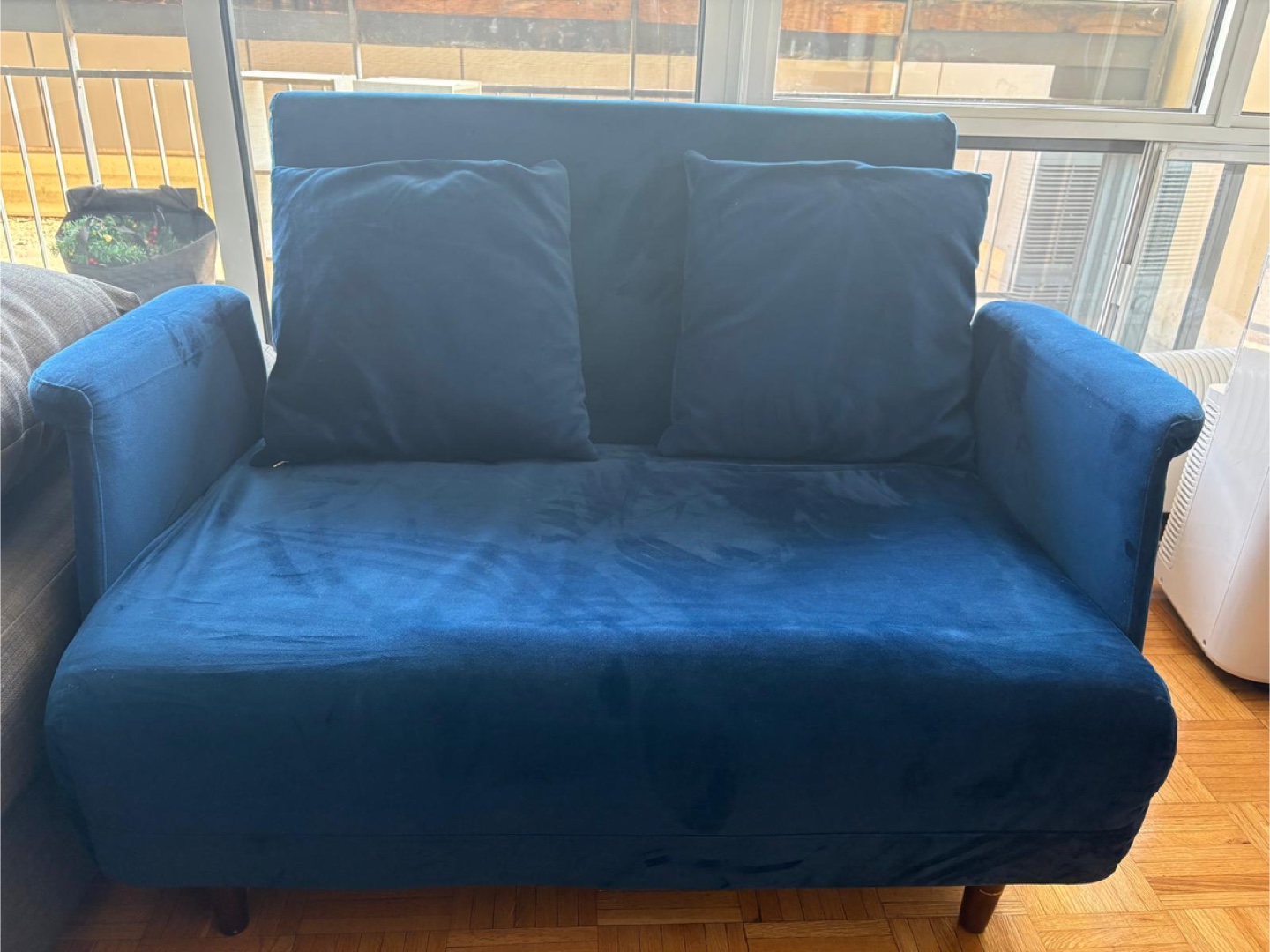 Blue Velvet Loveseat Sofa Bed