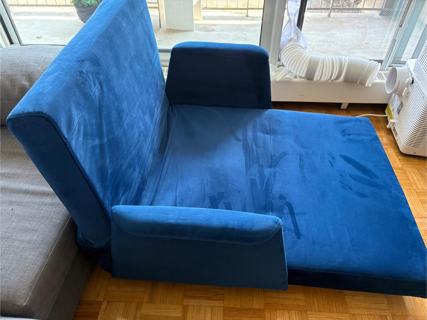 Blue Velvet Loveseat Sofa Bed - photo 5