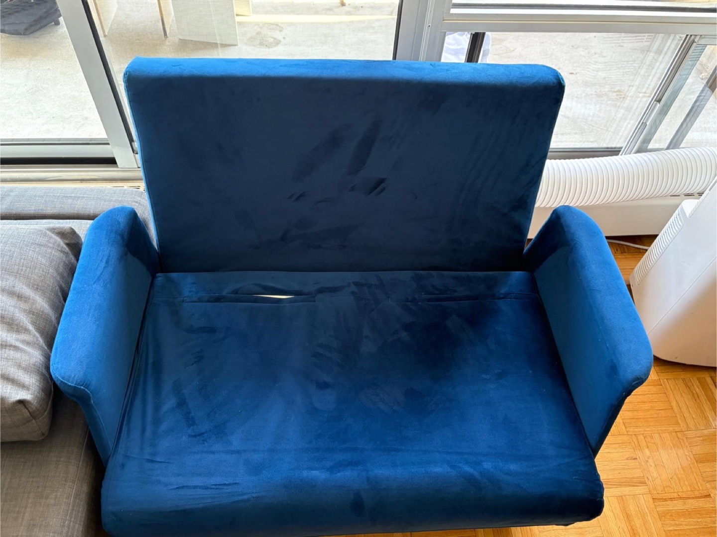 Blue Velvet Loveseat Sofa Bed - photo 4